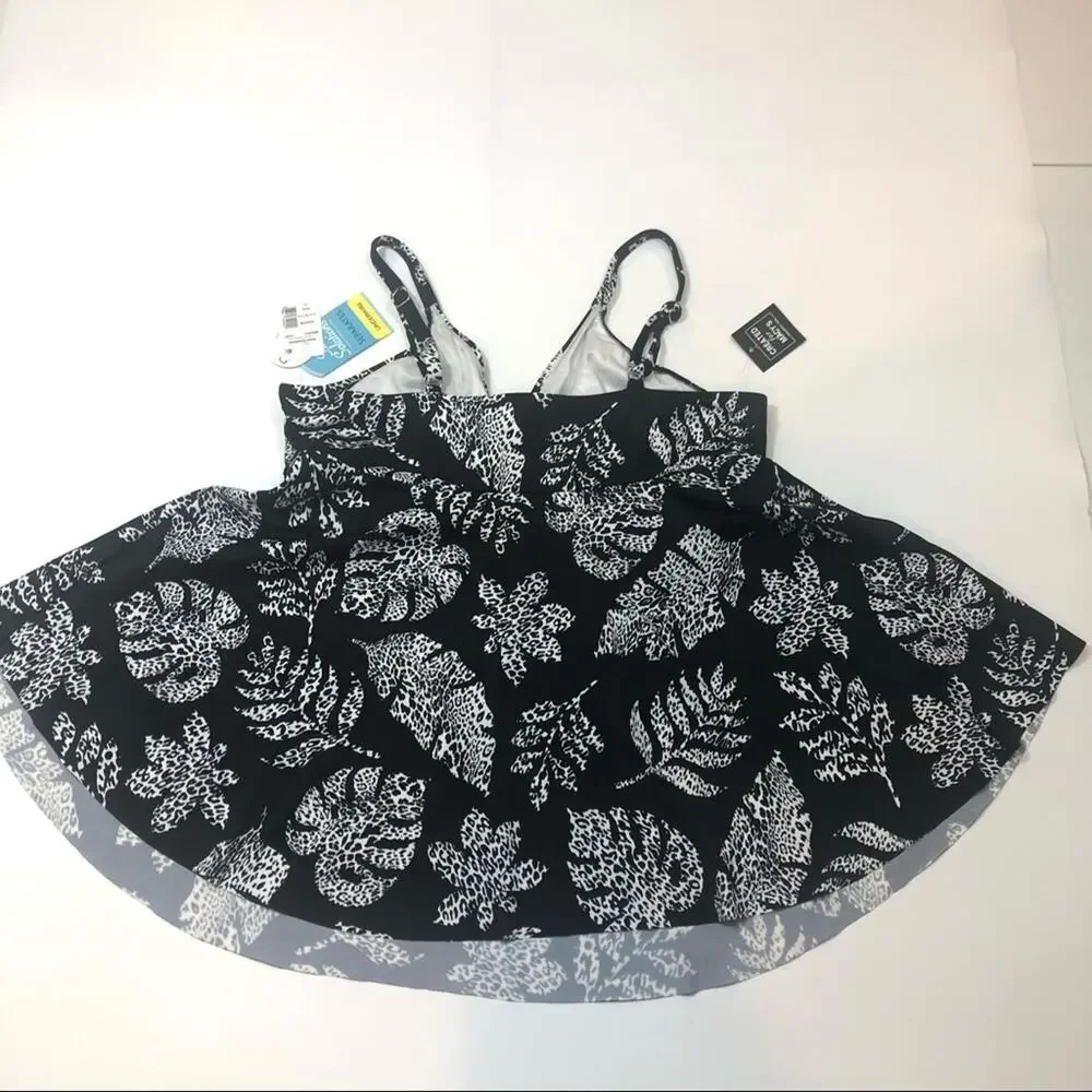 Swim solution leaves underwire tankini swim top